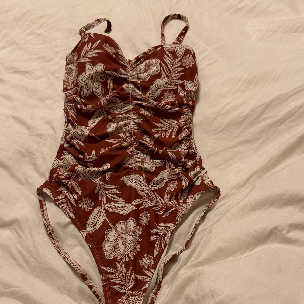 Floral Ruched Bikini - Terracotta